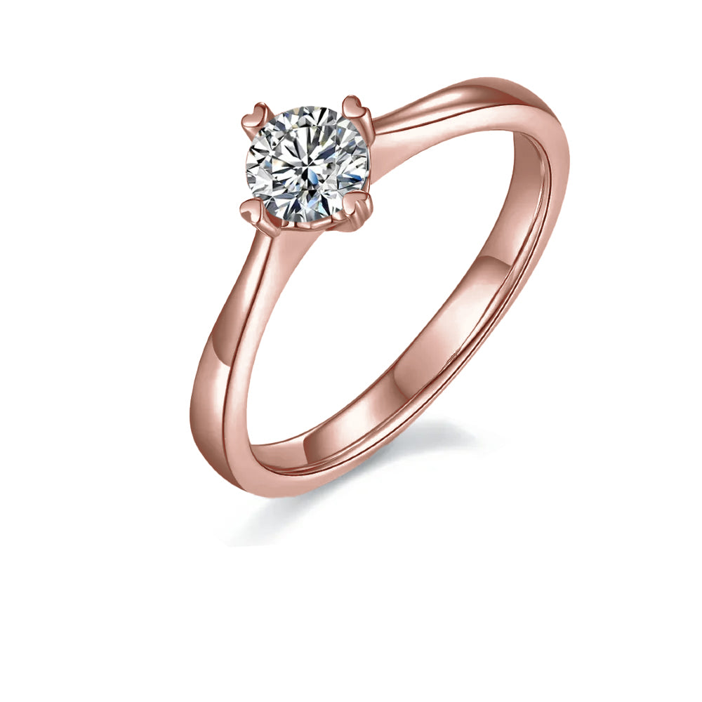 Solitaire 4 Heart Shaped Claws 0.50ct Moissanite Engagement Ring Set in Sterling Silver -BLACKFRIDAY