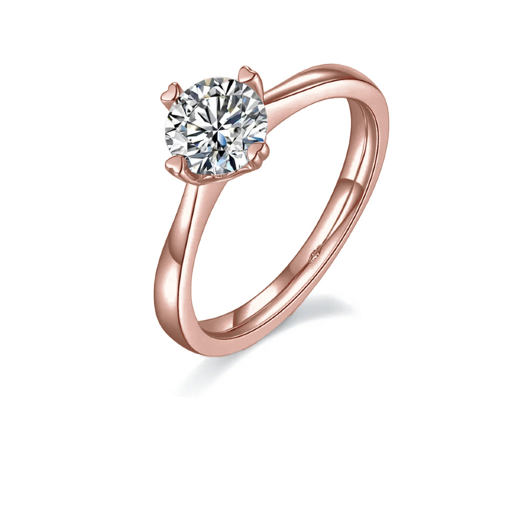 Solitaire 4 Heart Shaped Claws 1.00ct Moissanite Engagement Ring Set in Sterling Silver - BLACKFRIDAY