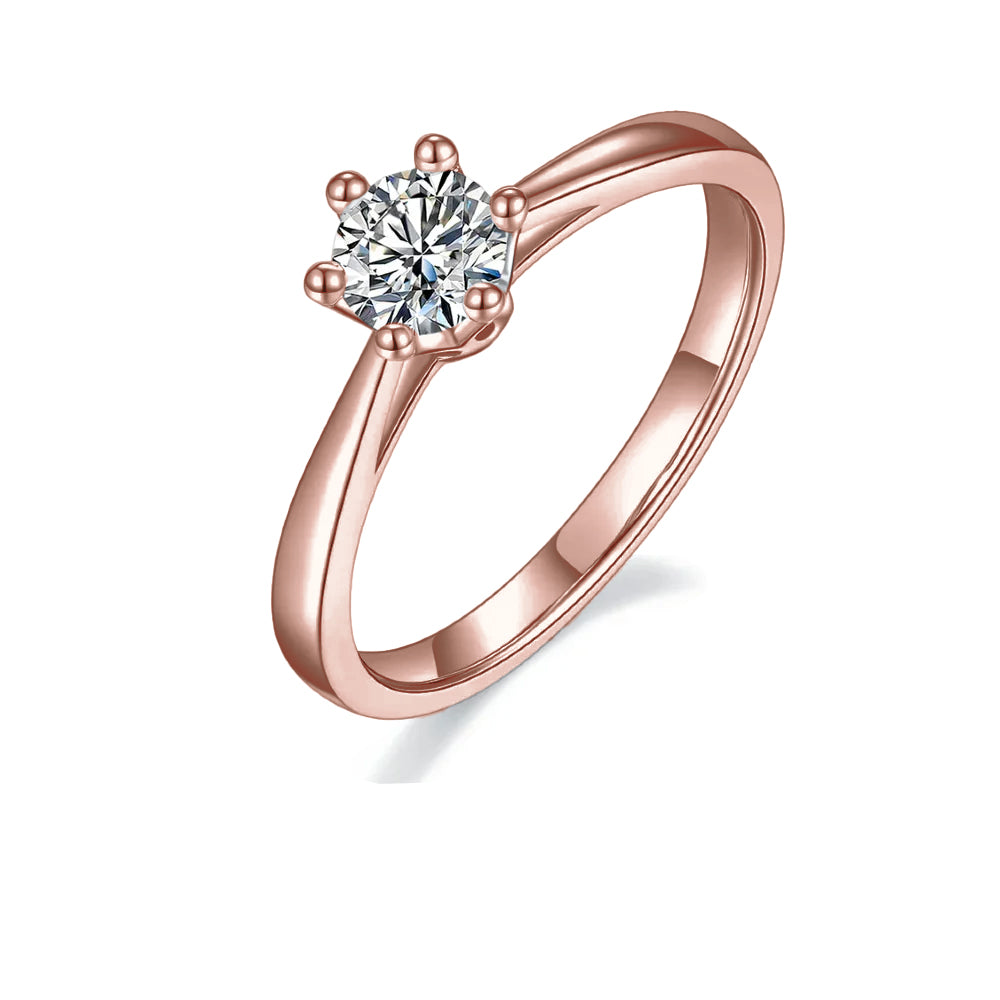 Solitaire 6 Claw Floral Basket 0.50ct Moissanite Engagement Ring Set in Sterling Silver - BLACKFRIDAY