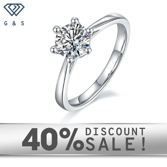 Solitaire 6 Claw Floral Basket 1.00ct Moissanite Engagement Ring Set in 9ct White Gold
