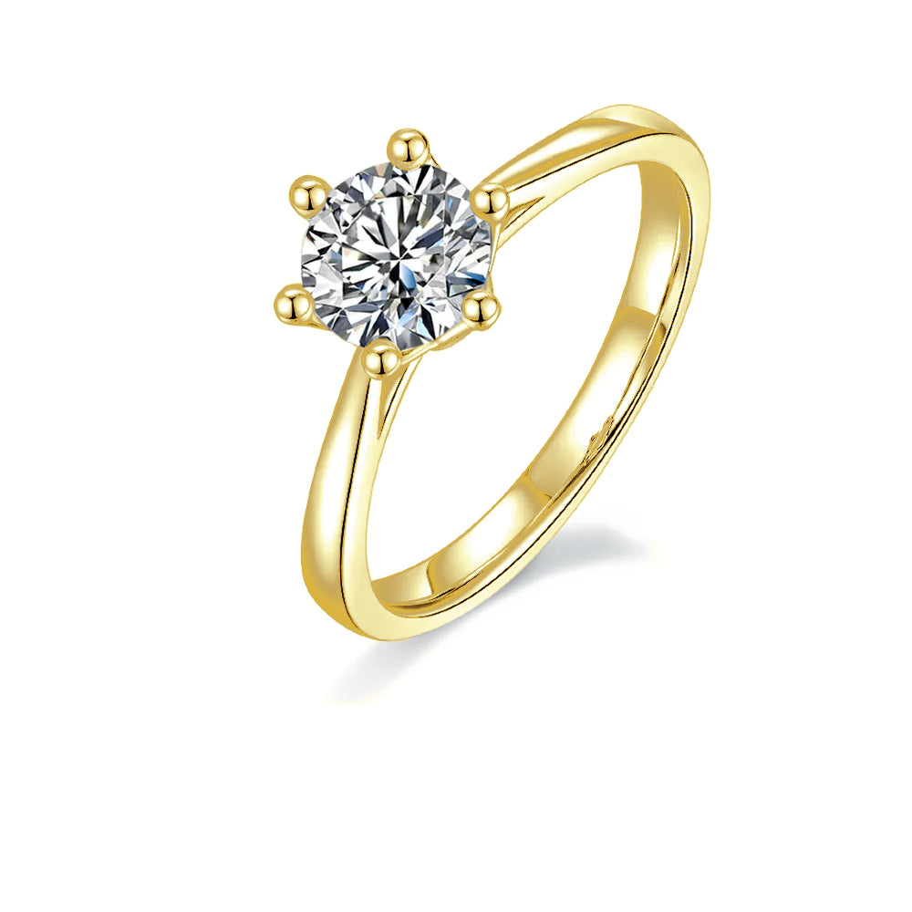 Solitaire 6 Claw Floral Basket 1.00ct Moissanite Engagement Ring Set in Sterling Silver - Winter Sale