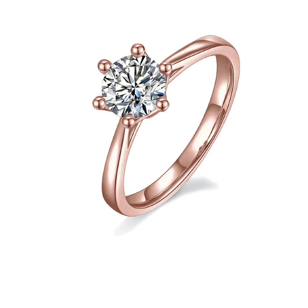Solitaire 6 Claw Floral Basket 1.00ct Moissanite Engagement Ring Set in Sterling Silver - Winter Sale
