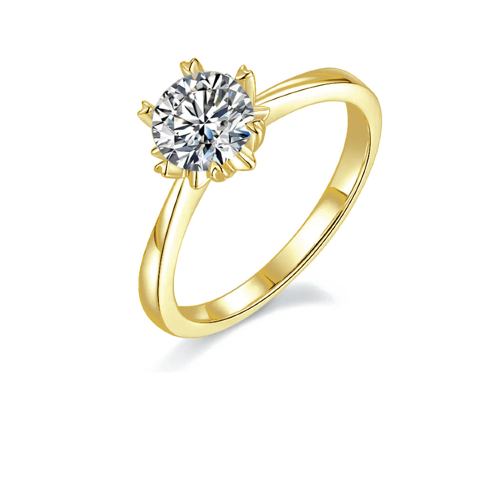 Solitaire 6 Heart Shaped Claws 1.00ct Moissanite Engagement Ring Set in Sterling Silver - Winter Sale