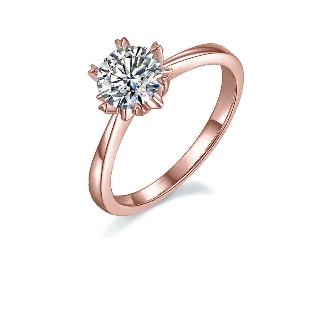 Solitaire 6 Heart Shaped Claws 1.00ct Moissanite Engagement Ring Set in Sterling Silver - BLACKFRIDAY