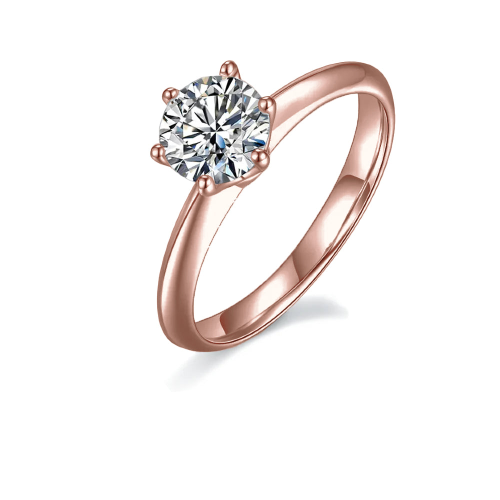 Solitaire Tiffany 6 Claw Setting 1.00ct Moissanite Engagement Ring Set in Sterling Silver - BLACKFRIDAY