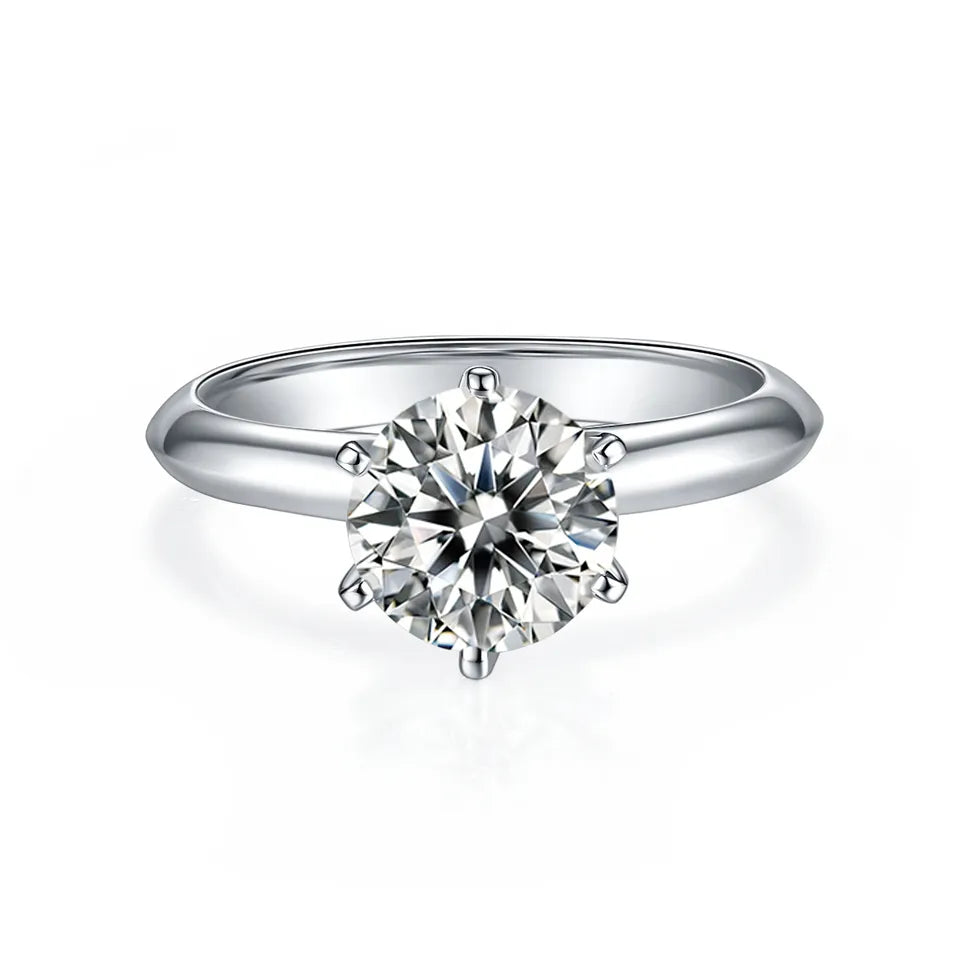 Solitaire Tiffany 6 Claw Setting 2.00ct Moissanite Engagement Ring Set in 9ct White Gold