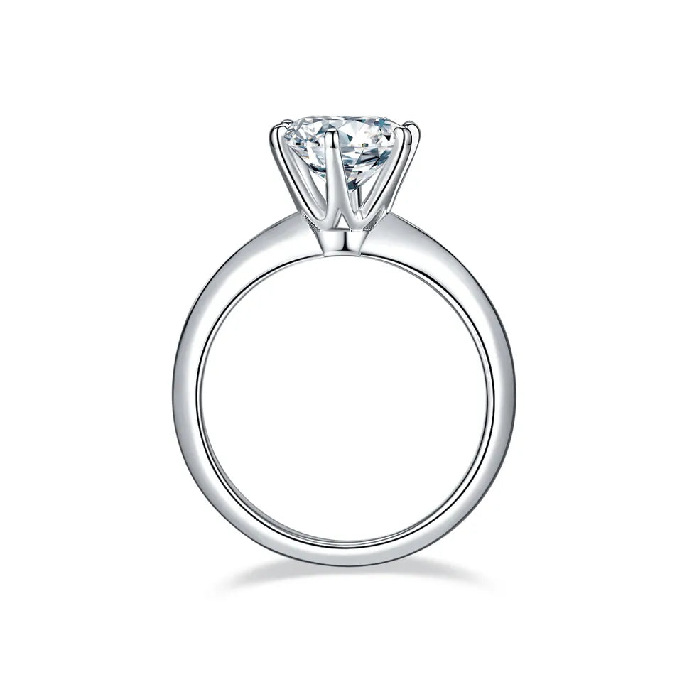 Solitaire Tiffany 6 Claw Setting 2.00ct Moissanite Engagement Ring Set in 9ct White Gold