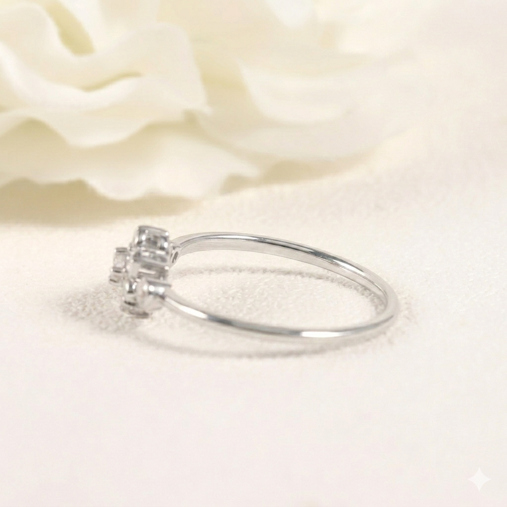 Sterling Silver Moissanite Floral Cluster Stacking Ring