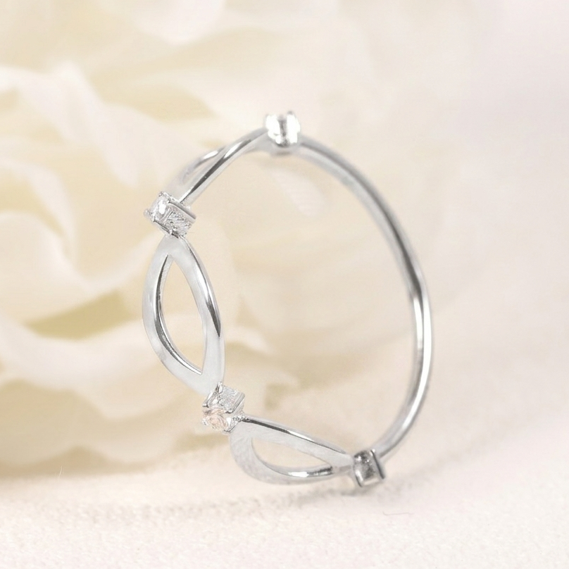 Sterling Silver Moissanite Open Infinity Stacking Ring