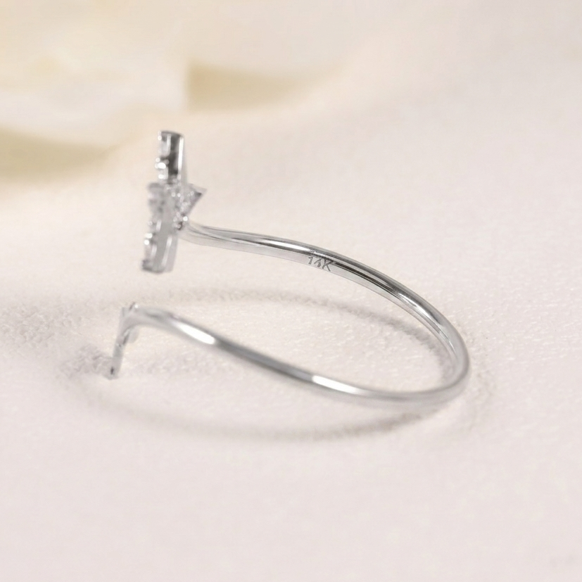 Sterling Silver Moissanite Twin Star Stacking Ring