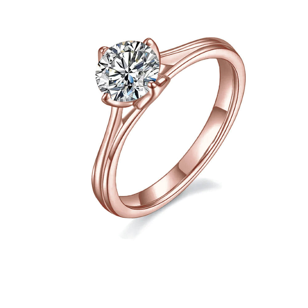 Tulip Solitaire 1.00ct Moissanite Engagement Ring Set in Sterling Silver - Winter Sale