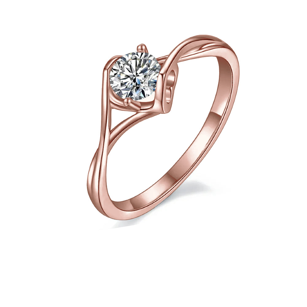 Two Hearts Solitaire 0.50ct Moissanite Engagement Ring Set in Sterling Silver - BLACKFRIDAY