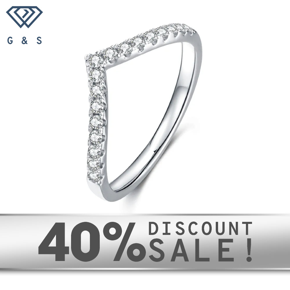 Elegant and unique wishbone-shaped wedding bands crafted in 9ct white gold and set with sparkling moissanites.