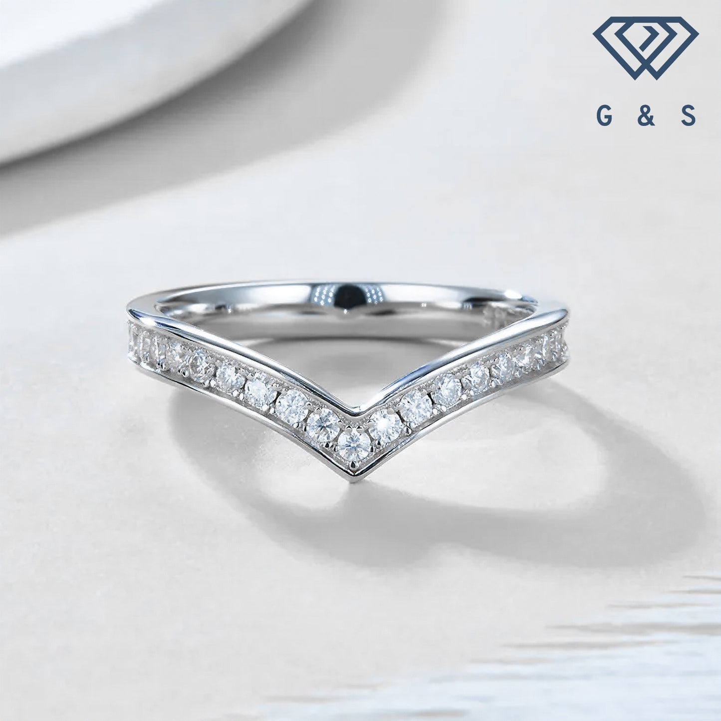 Wishbone Pave Full Eternity Moissanite Stacking Ring