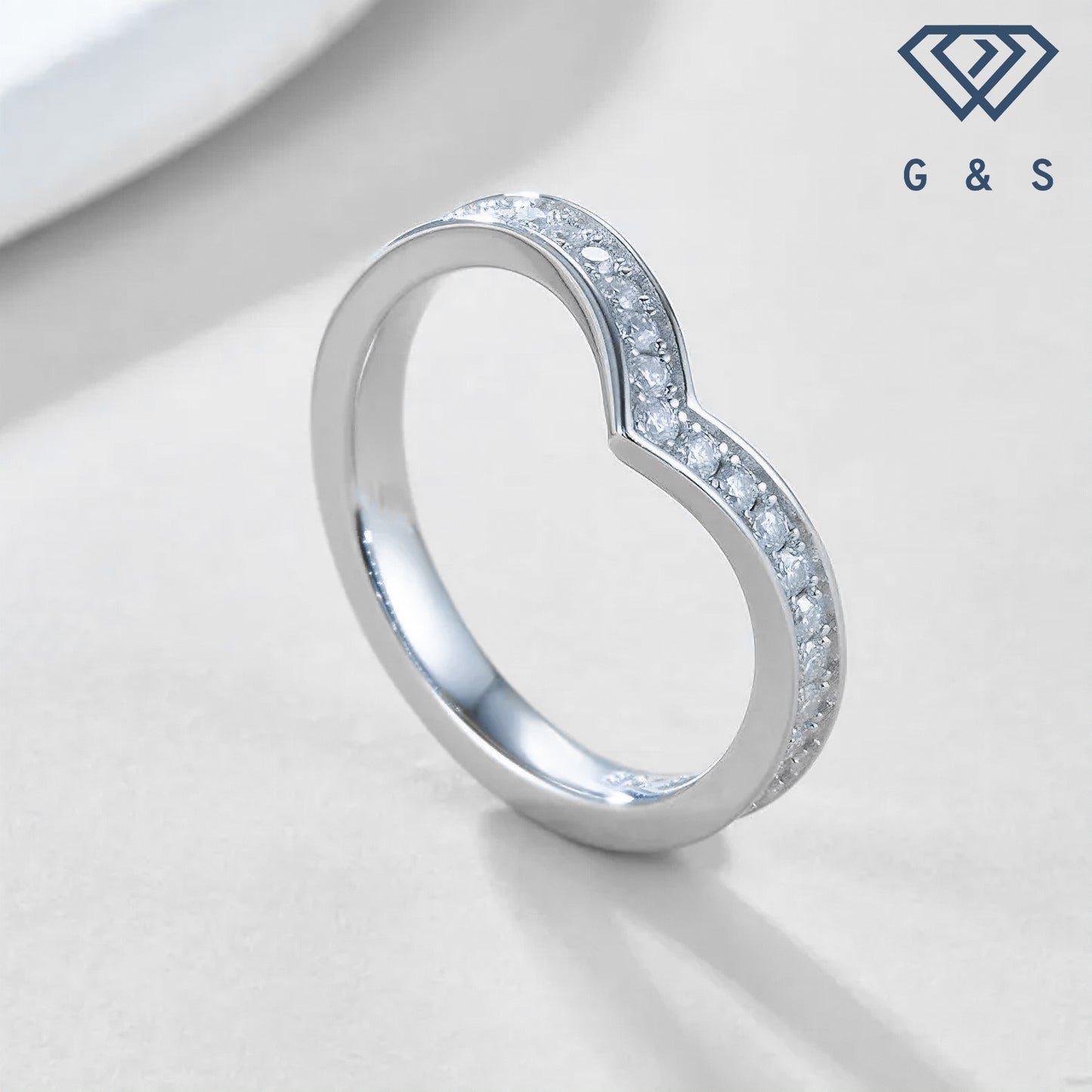 Wishbone Pave Full Eternity Moissanite Stacking Ring