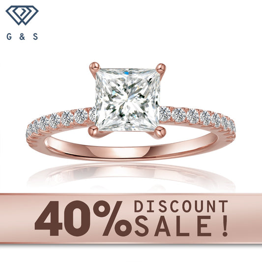 Elegant 1.20ct Princess Cut Moissanite Engagement Ring Set in 9ct Rose Gold