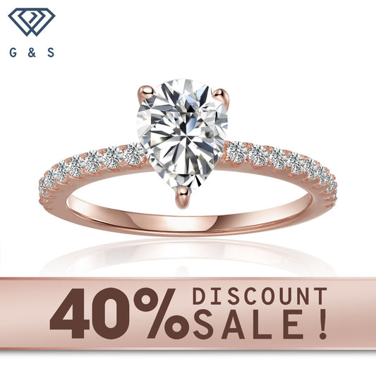 Exquisite Pear Shape 1.25ct Moissanite Engagement Ring Set in 9ct Rose Gold