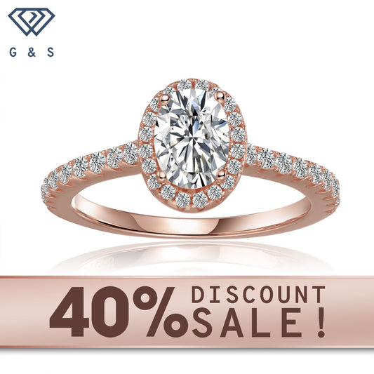 Oval Cut Halo 1.00ct Moissanite Engagement Ring Set in 9ct Rose Gold