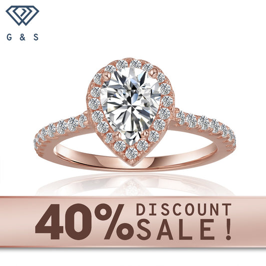 Pear Shape Halo 1.25ct Moissanite Engagement Ring Set in 9ct Rose Gold