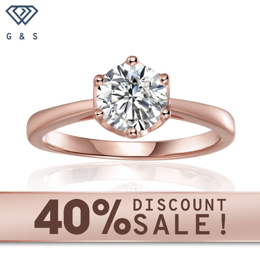 Solitaire 6 Claw Floral Basket 1.00ct Moissanite Engagement Ring Set in 9ct Rose Gold