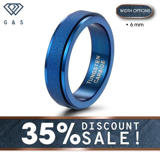 Blue Tungsten Carbide Fidget Ring