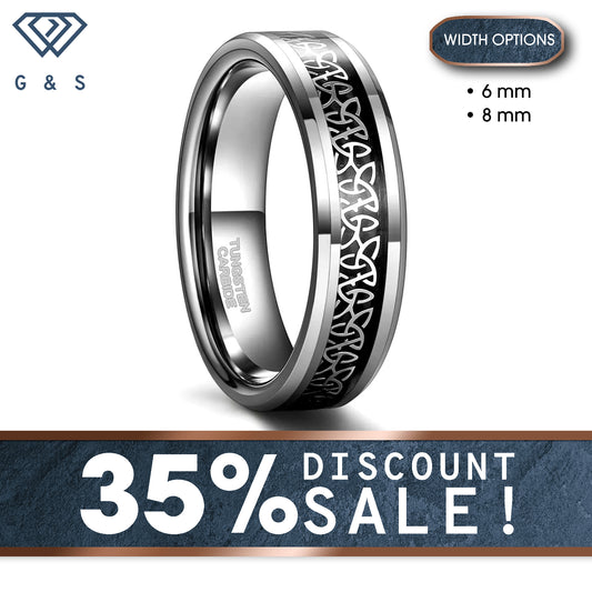 Celtic Knot Inlay Tungsten Carbide Ring