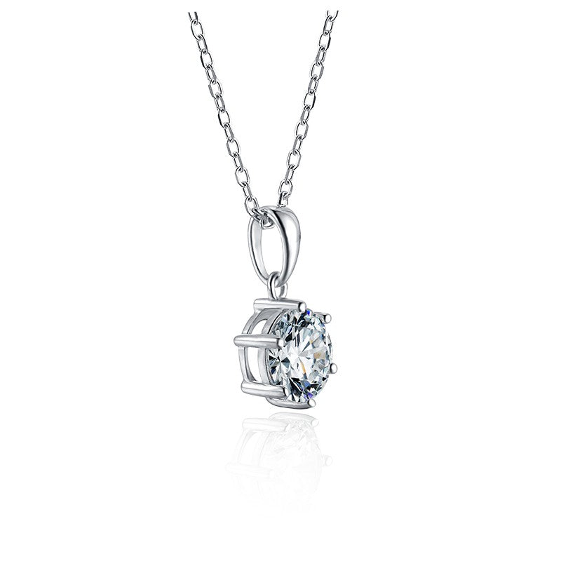 Classic 6 Claw 1.00ct Moissanite Pendant Set in Sterling Silver (Leadtime of 5 weeks)