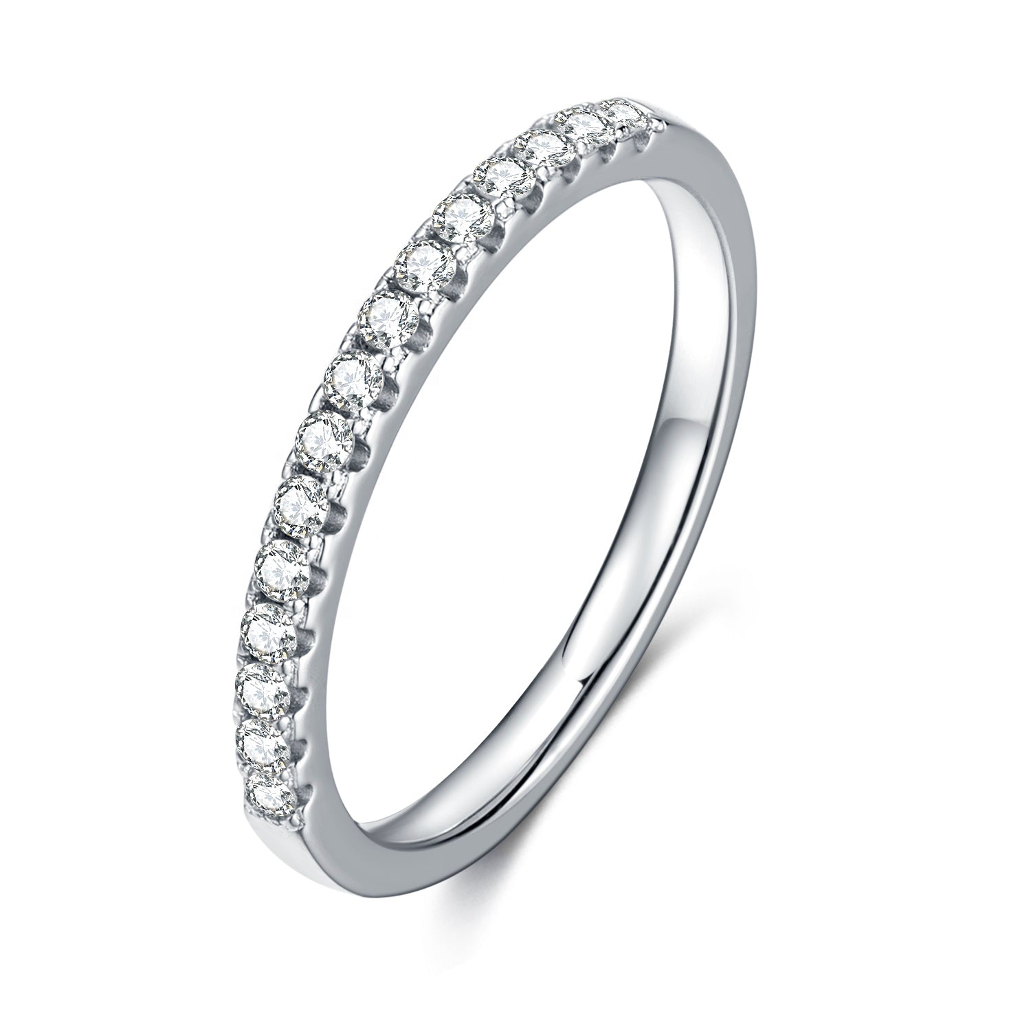 Classic Moissanite Wedding Band Set in Sterling Silver – Gems and