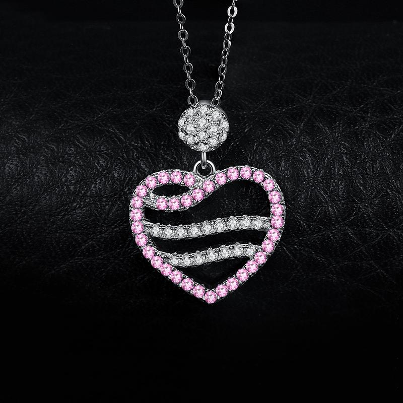 Lab Created Pink Sapphire Heart Pendant - Gems and Stuff Semi-Precious gemstones, Free Shipping Fine Jewellery Sterling Silver 925