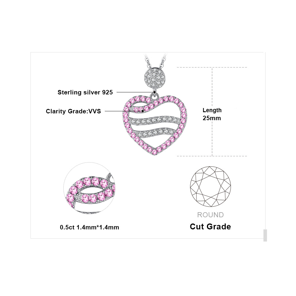 Lab Created Pink Sapphire Heart Pendant - Gems and Stuff Semi-Precious gemstones, Free Shipping Fine Jewellery Sterling Silver 925
