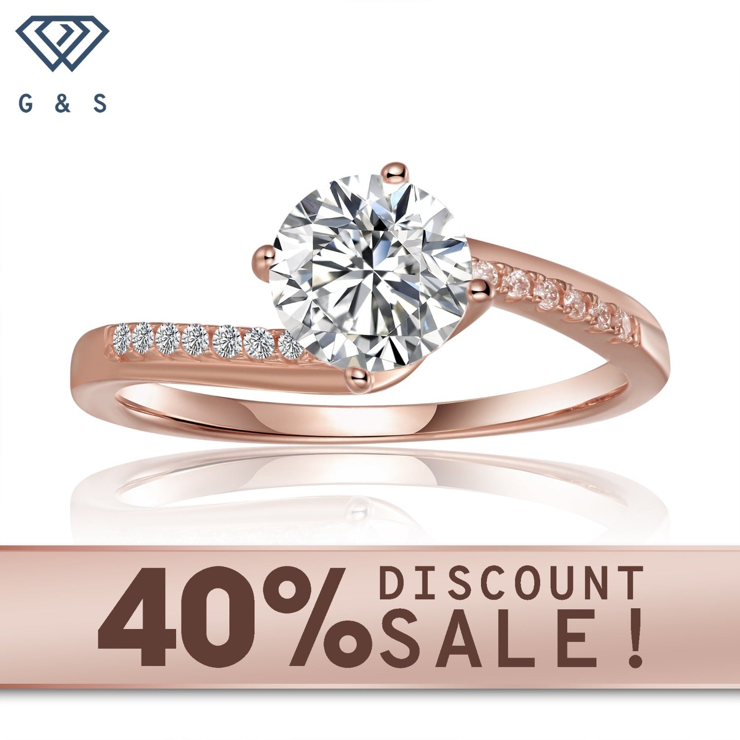 Elegant Moissanite Engagement Ring Set in 9ct Rose Gold