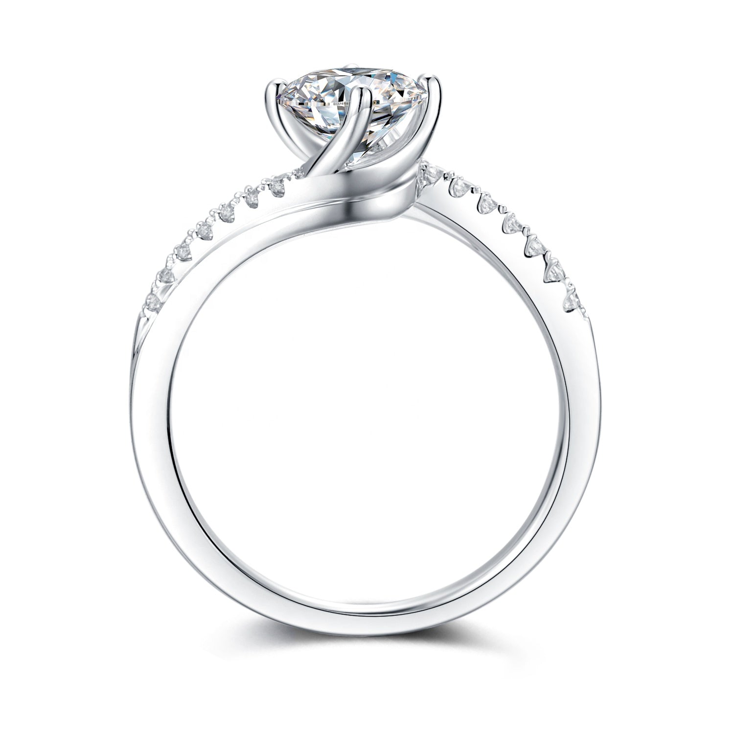 Showcasing a brilliant 1.00ct moissanite in a timeless 9ct white gold setting.