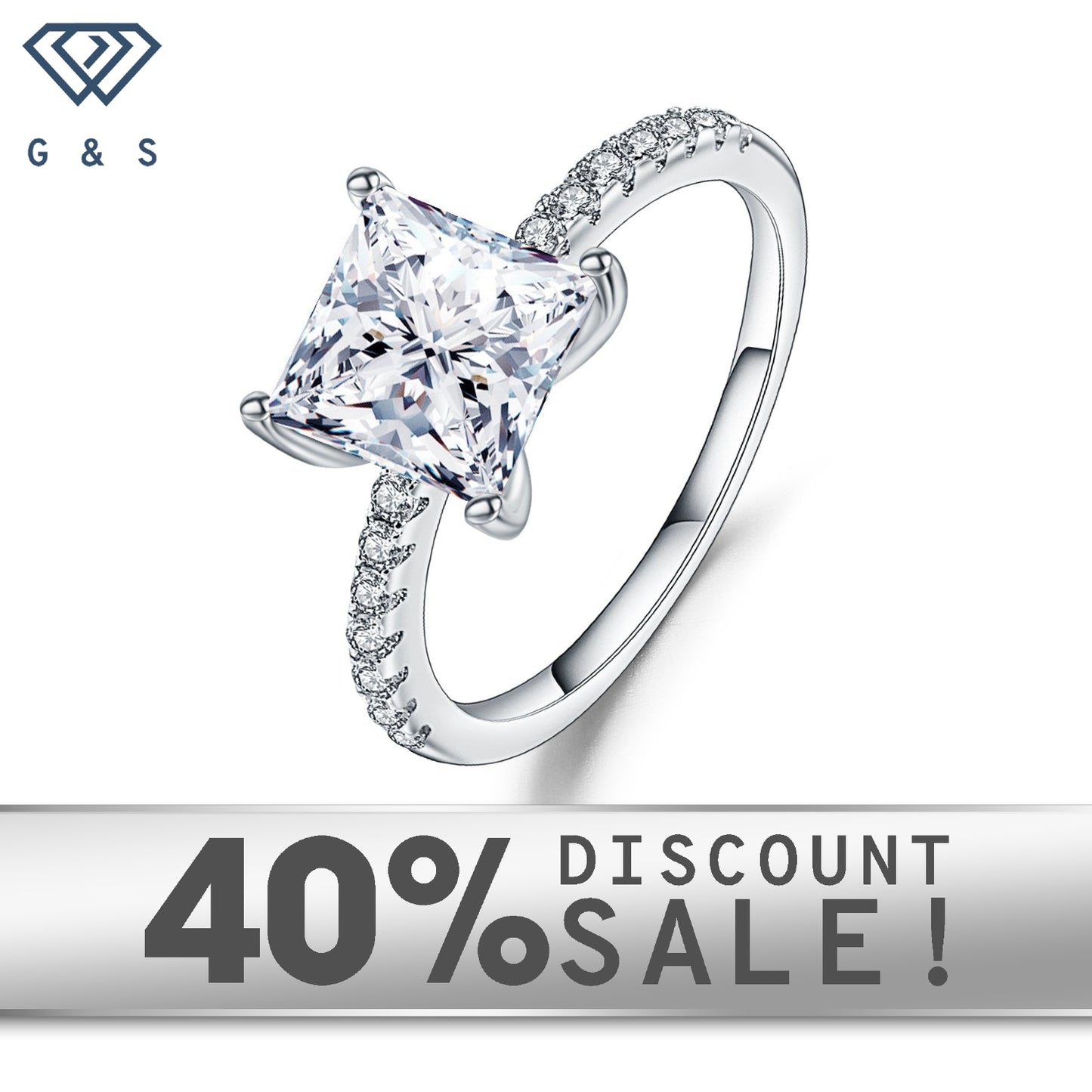 A classic and sophisticated engagement ring featuring a 1.20ct princess-cut moissanite in a 9ct white gold setting.