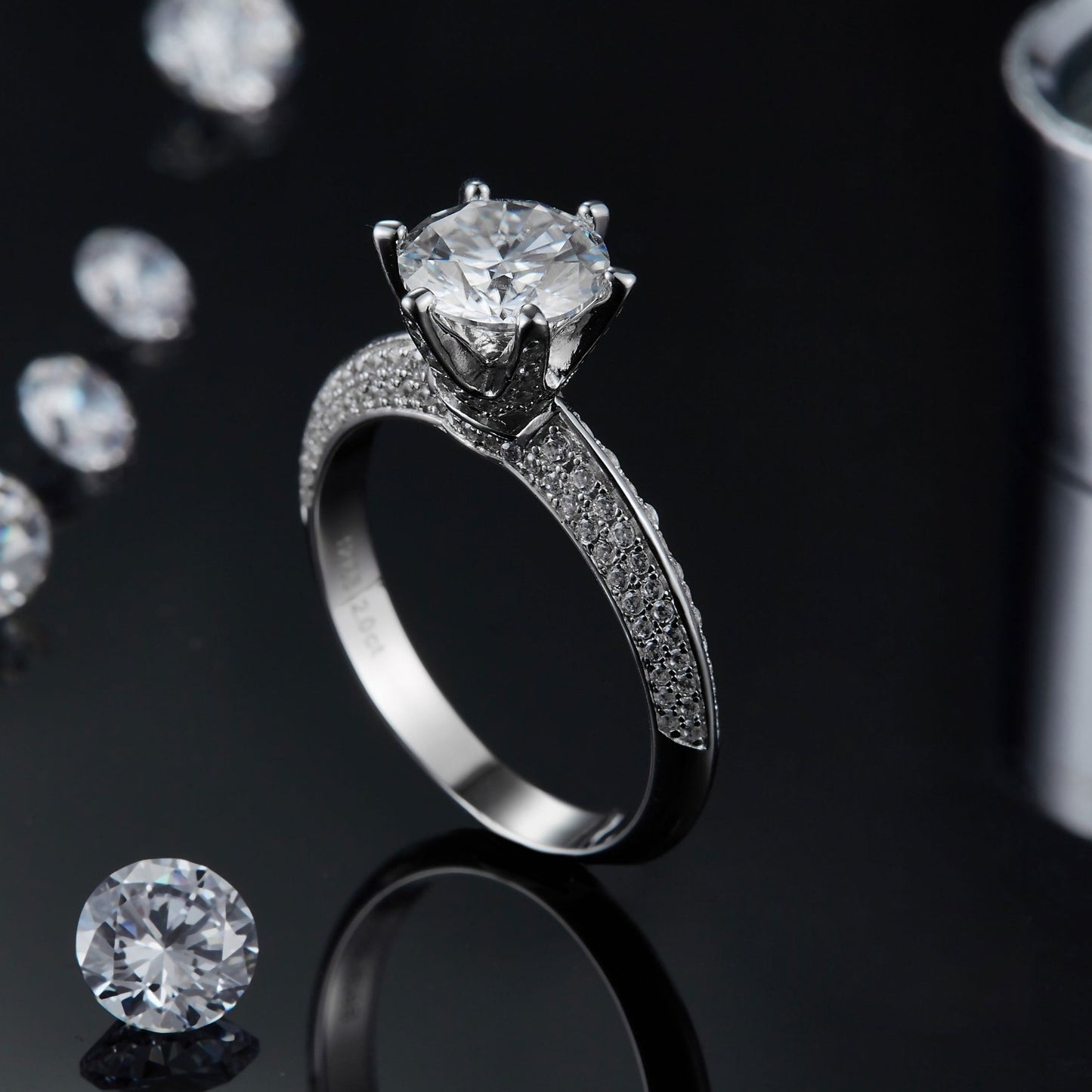 A lifestyle shot of the ring on a hand, illustrating its size and how it looks when worn.