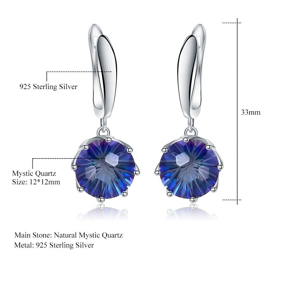 Luxury Mystic Quartz Earrings - Round Brilliant Cut (Leadtime of 5 weeks)