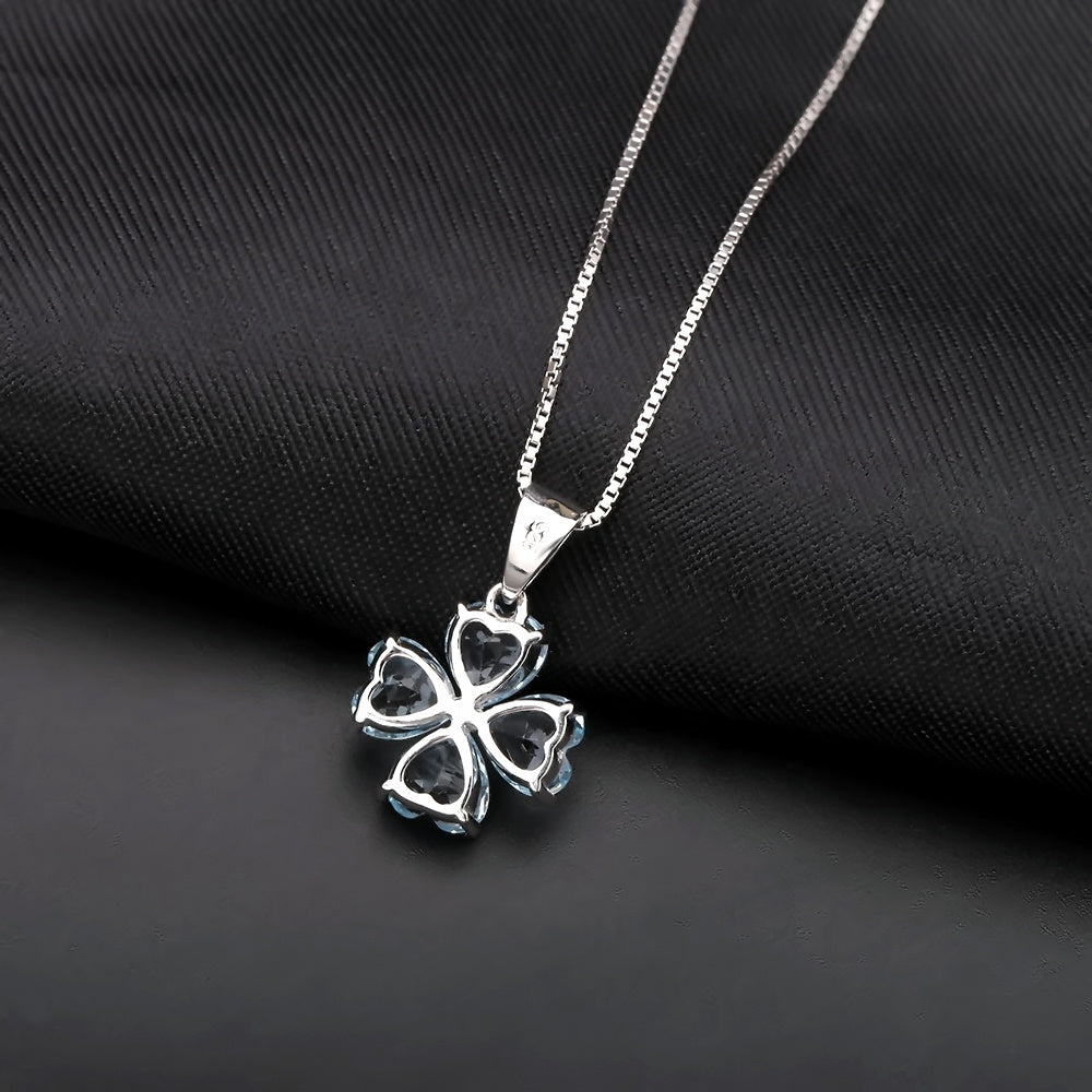 Clover Heart Blue Topaz Pendant