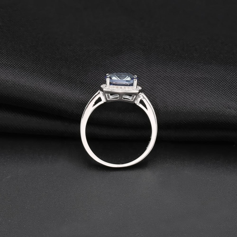 Elegant Halo Mystic Quartz Ring - Cushion Cut