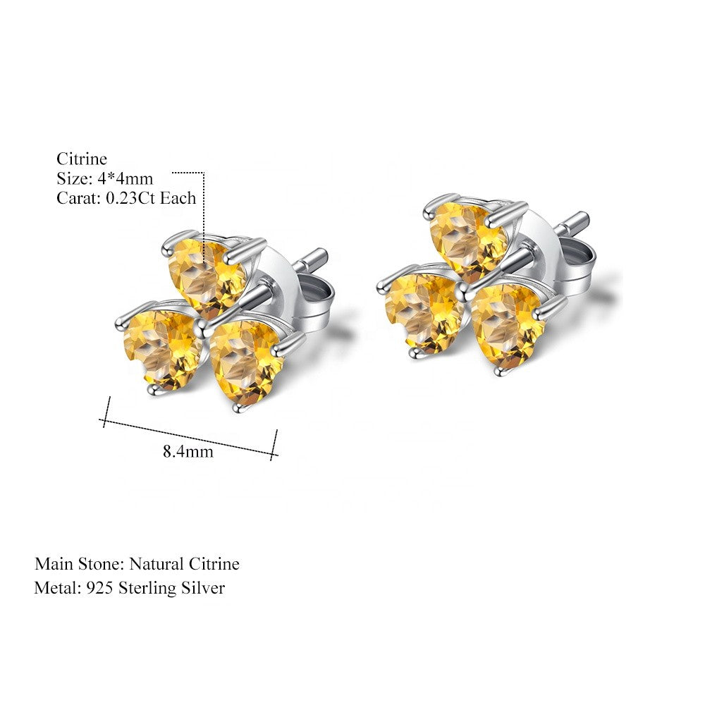 Trilogy Of Hearts Citrine Earrings