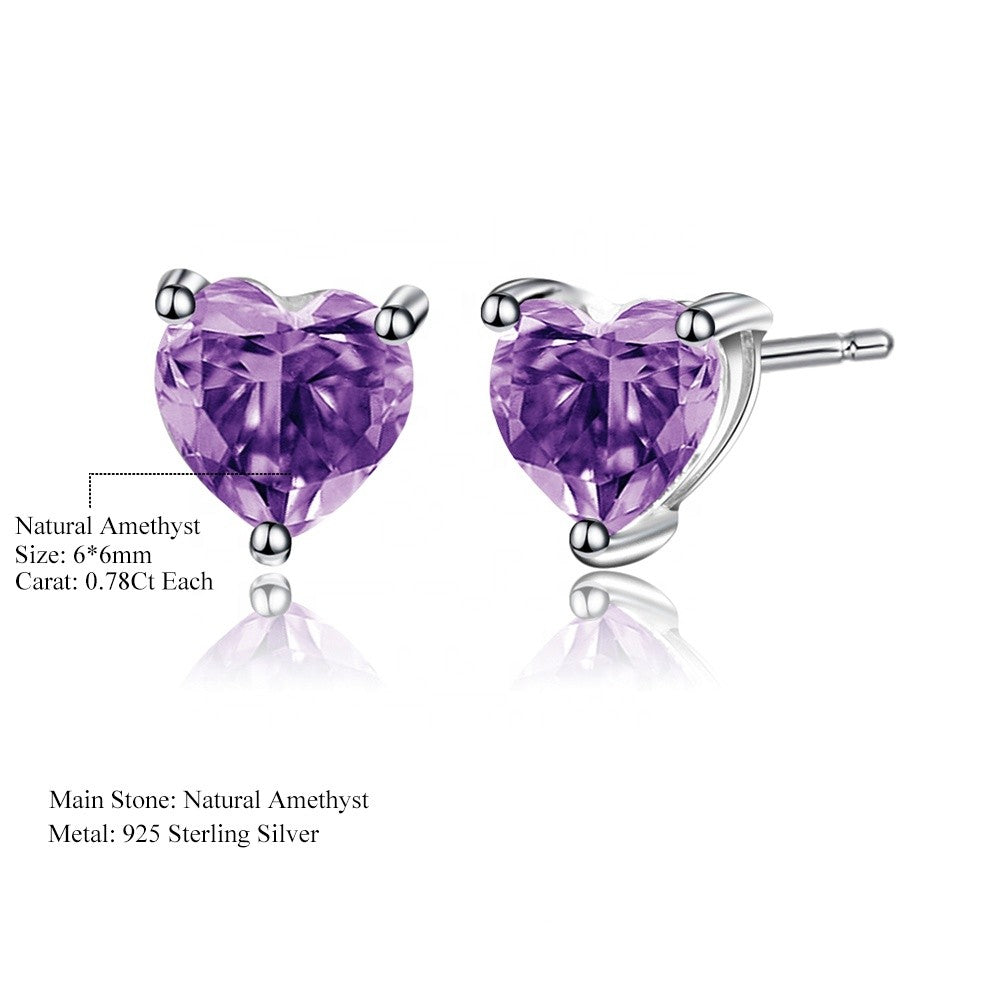 Amethyst Solitaire Earrings - Heart Shape (Leadtime of 5 weeks)