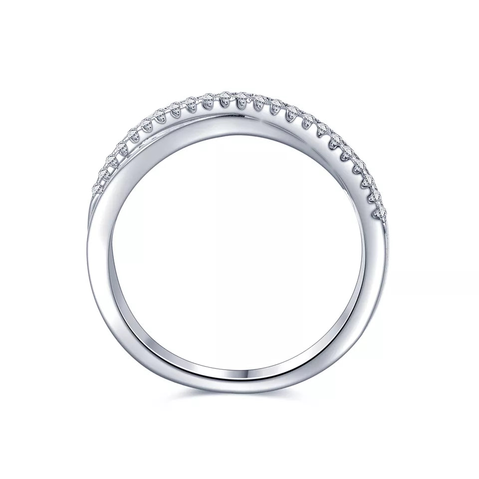 Infinity Moissanite Wedding Band Set in Sterling Silver