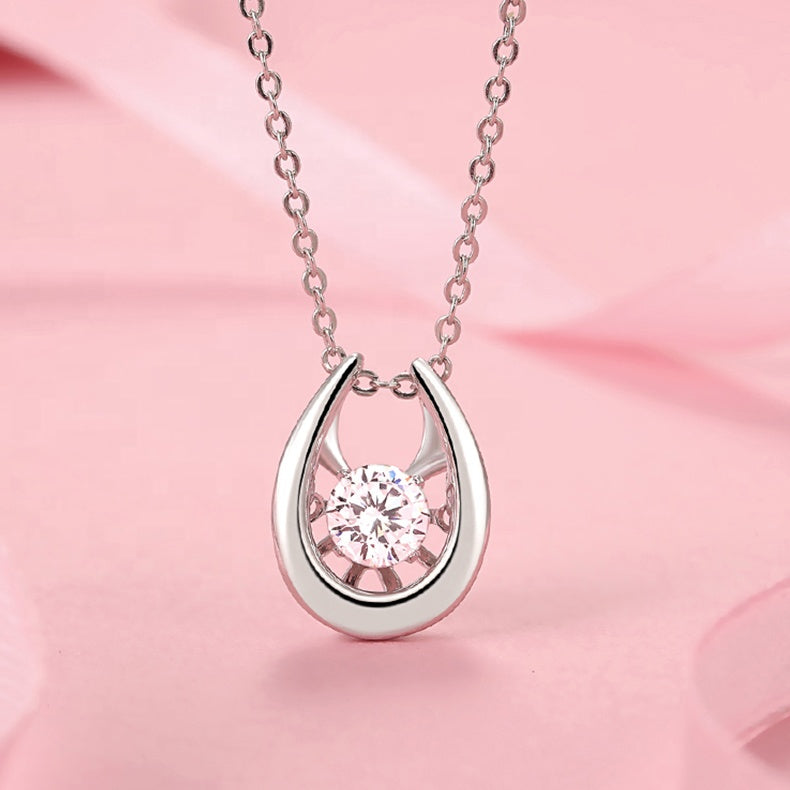 Classic Dancing Moissanite Pendant Set in Sterling Silver
