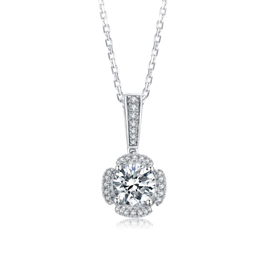Halo 1.00ct Moissanite Pendant Set in Sterling Silver