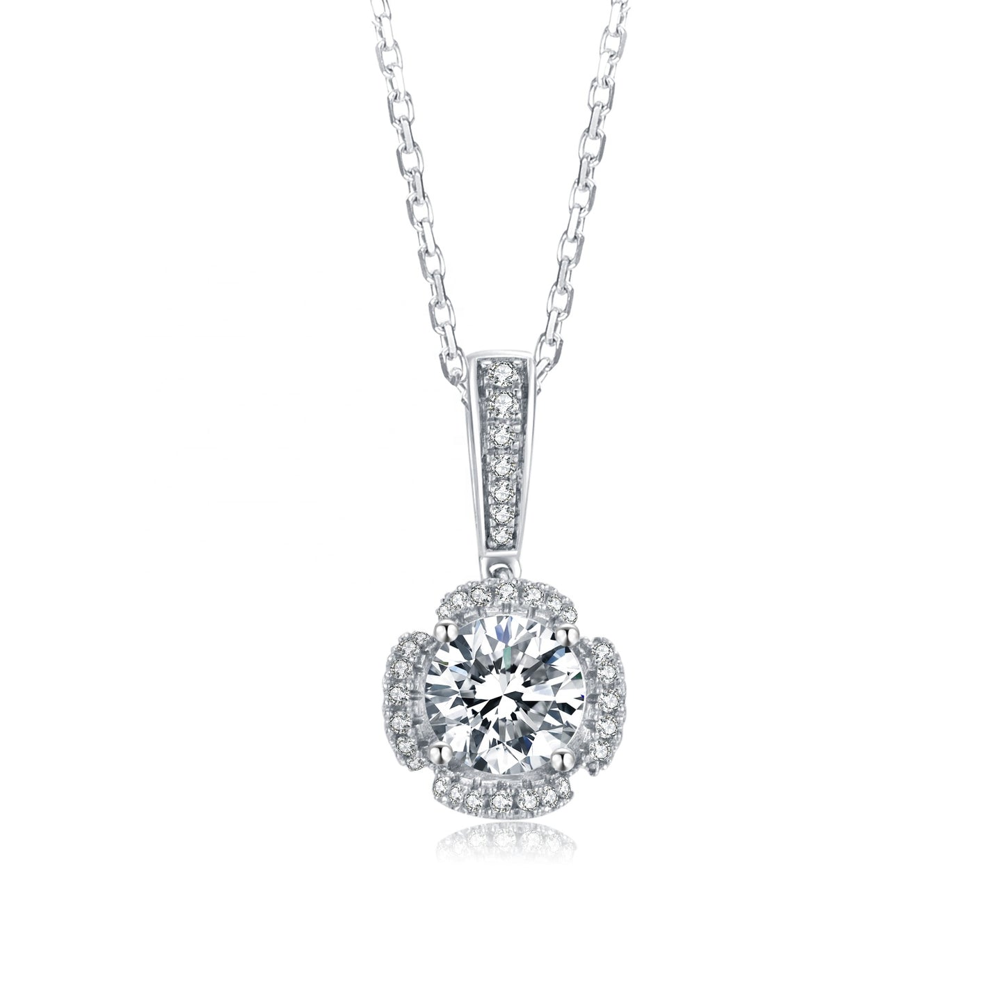 Halo 1.00ct Moissanite Pendant Set in Sterling Silver