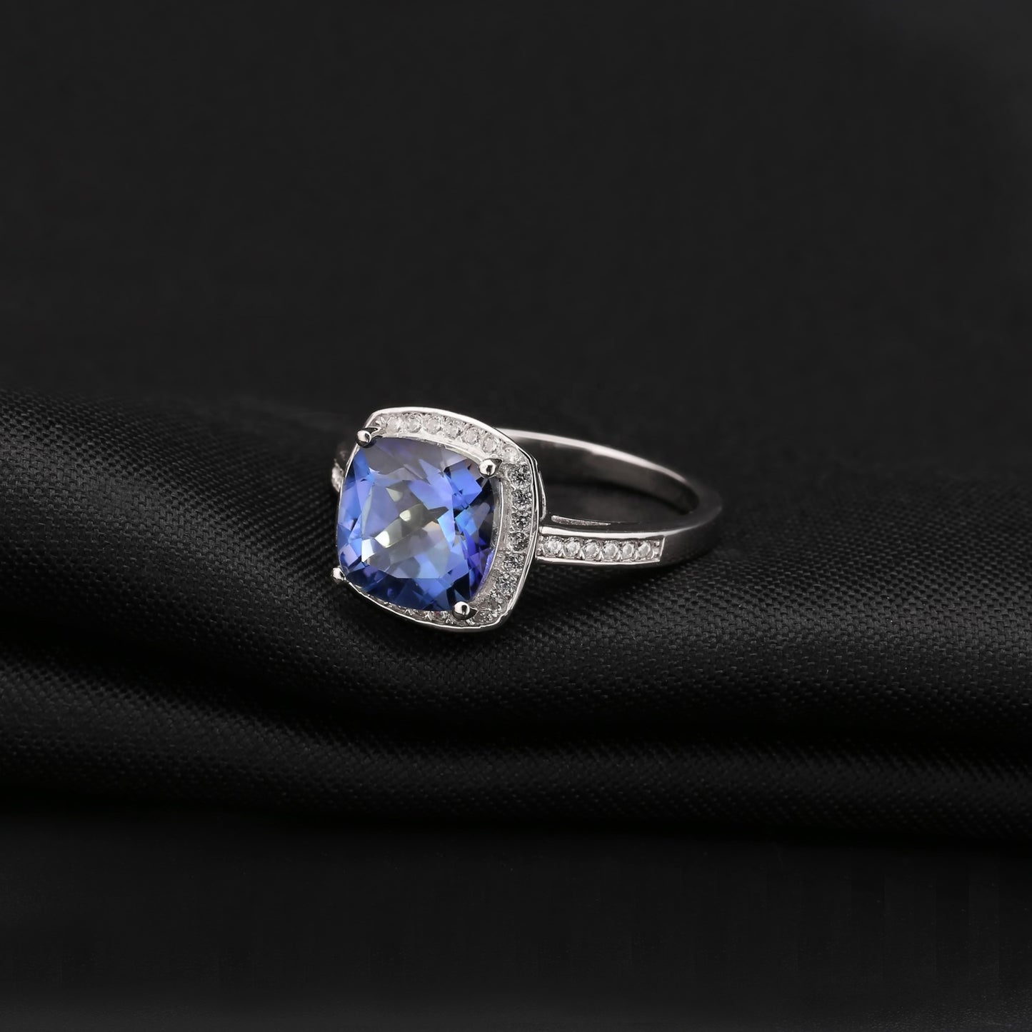 Elegant Halo Mystic Quartz Ring - Cushion Cut