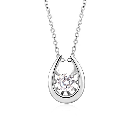 Classic Dancing Moissanite Pendant Set in Sterling Silver