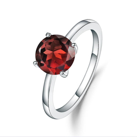 Classic 4 Claw Garnet Solitaire Ring