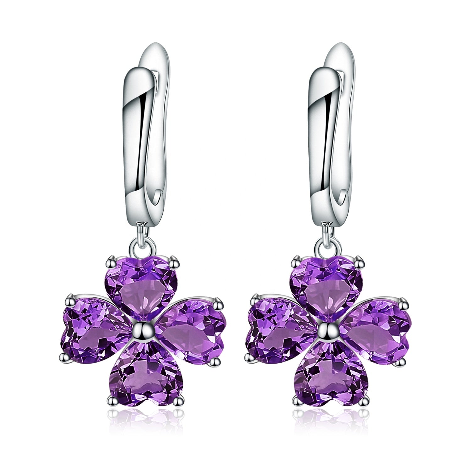Clover Heart Amethyst Earrings (Leadtime of weeks) – Gems and Stuff