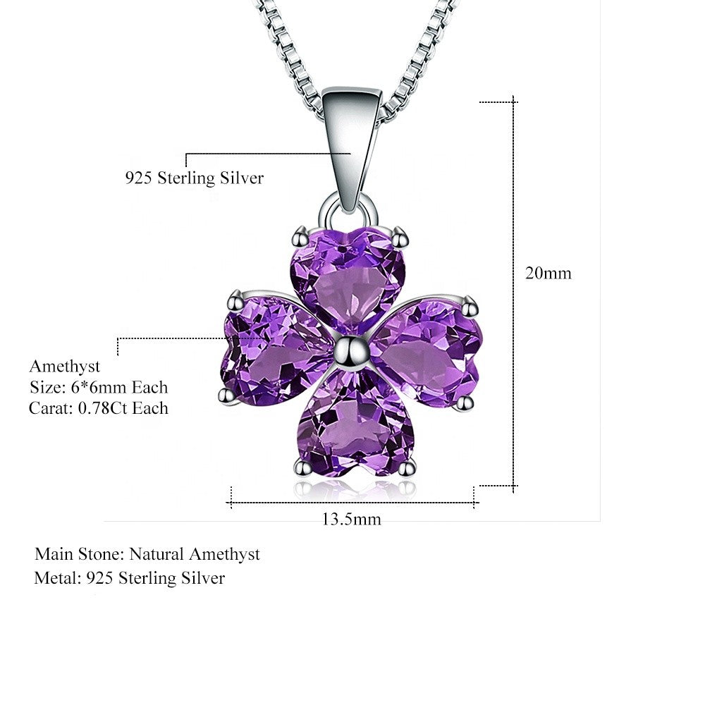 Clover Heart Amethyst Pendant