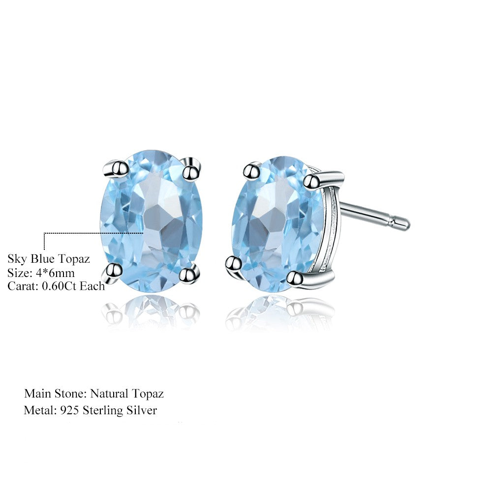 Blue Topaz Solitaire Earrings - Oval Cut (Leadtime of 5 weeks)