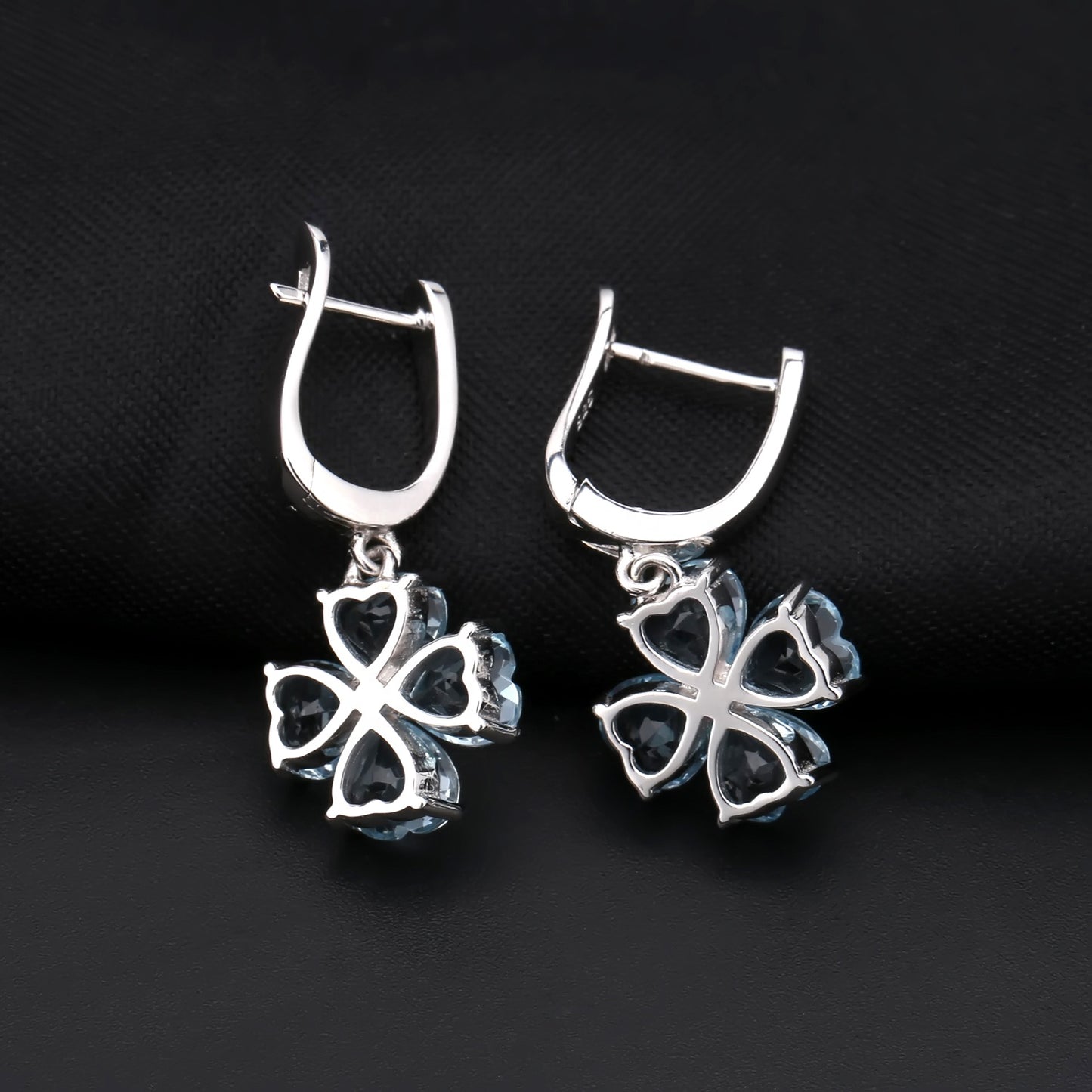 Clover Heart Blue Topaz Earrings (Leadtime of 5 weeks)